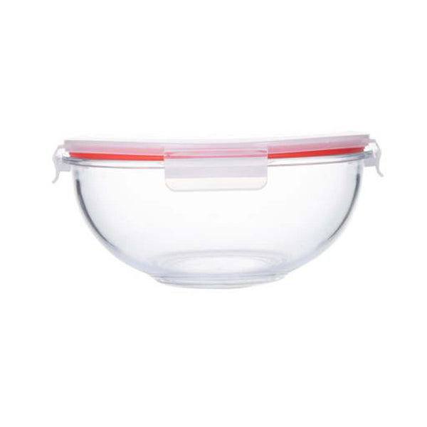 DELCASA Round 2000ml Glass Bowl with PP Lid | Leak-Proof | Dishwasher/Oven/Freezer Safe | Meal Prep Container