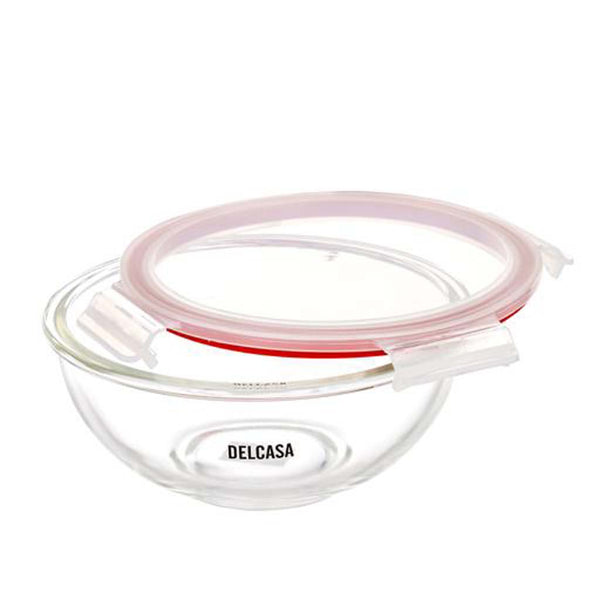 DELCASA Round 500ml Glass Bowl with PP Lid | Leak-Proof | Dishwasher/Oven/Freezer Safe | Meal Prep Container