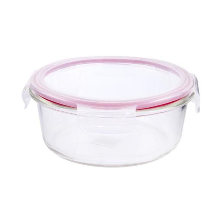 DELCASA Round Glass Airtight Container with a Brass Lid - 950ml