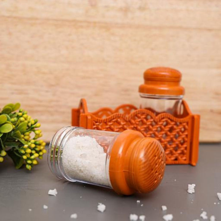 DELCASA Salt and Pepper Shaker Set with Stand - Perfect for Daily Use, Non-Toxic and Ecologically Safe