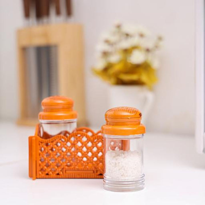 DELCASA Salt and Pepper Shaker Set with Stand - Perfect for Daily Use, Non-Toxic and Ecologically Safe