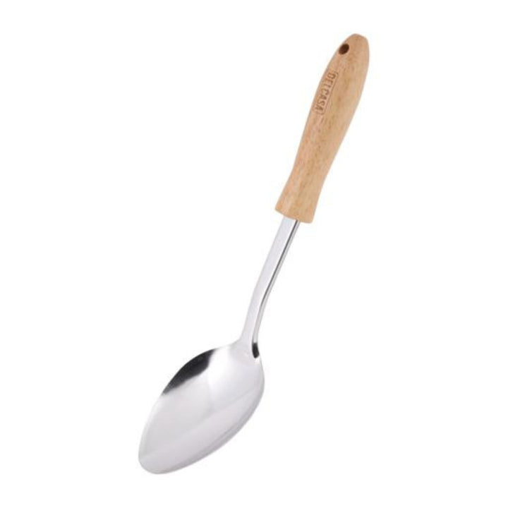 DELCASA Solid Stainless Steel Spoon with Wooden Handle