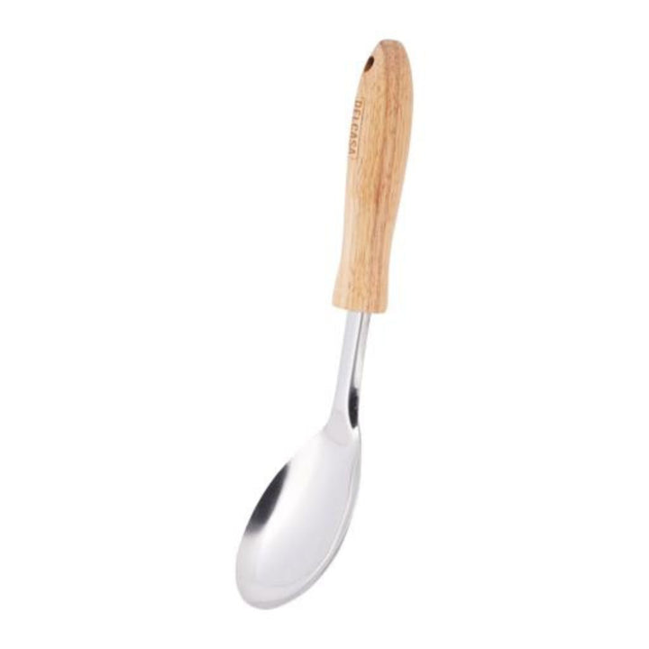 DELCASA Solid Stainless Steel Spoon with Wooden Handle