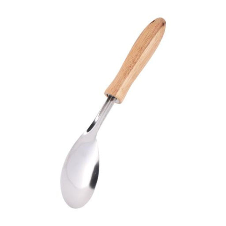 DELCASA Solid Stainless Steel Spoon with Wooden Handle