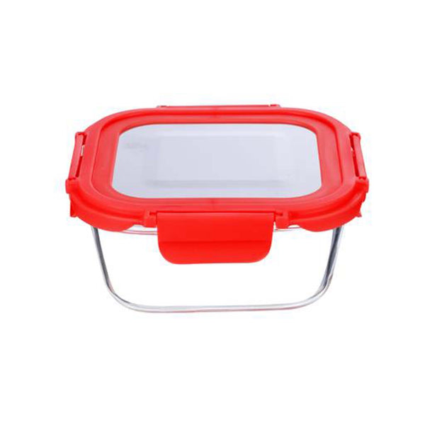 DELCASA Square Airtight Glass Container w/ SS Lid | Borosilicate Glass | 520ml | Dishwasher/Oven/Freezer Safe | Meal Prep w/ Lid