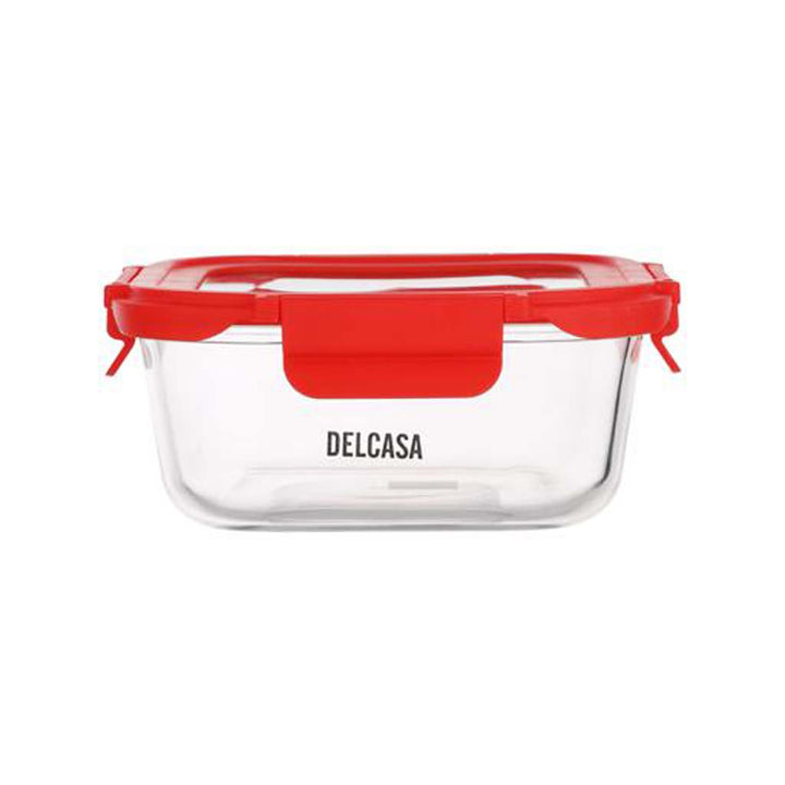 DELCASA Square Airtight Glass Container w/ SS Lid | Borosilicate Glass | 520ml | Dishwasher/Oven/Freezer Safe | Meal Prep w/ Lid