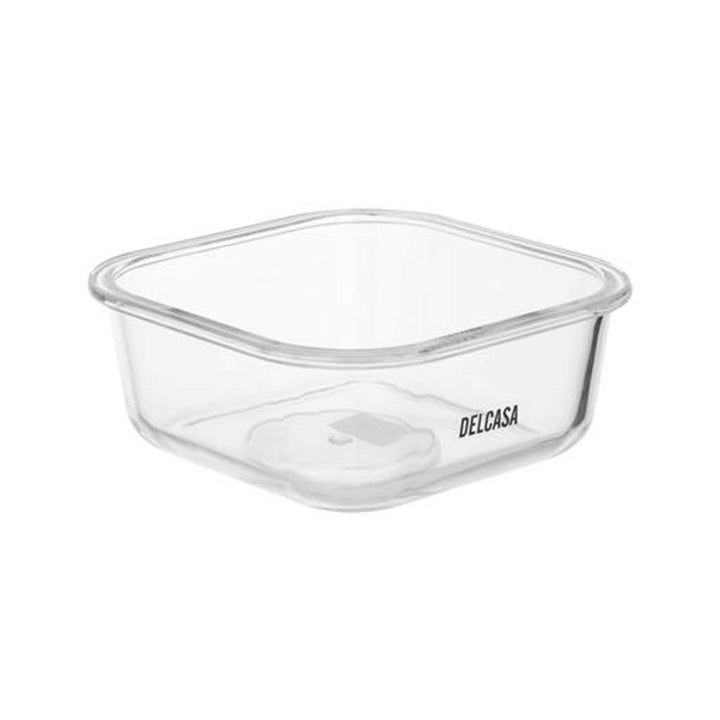 DELCASA Square Airtight Glass Container w/ SS Lid | Borosilicate Glass | 520ml | Dishwasher/Oven/Freezer Safe | Meal Prep w/ Lid