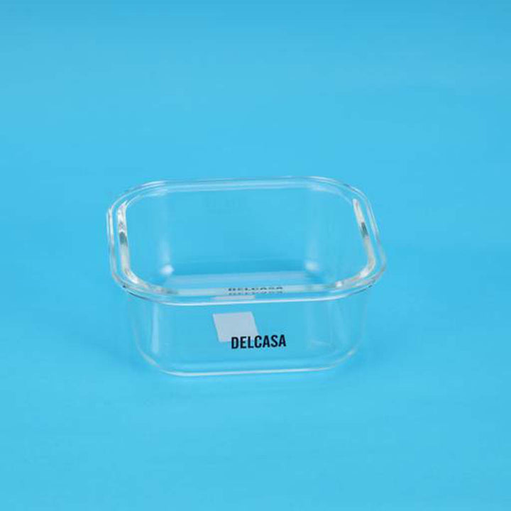 DELCASA Square Airtight Glass Container w/ SS Lid | Borosilicate Glass | 520ml | Dishwasher/Oven/Freezer Safe | Meal Prep w/ Lid