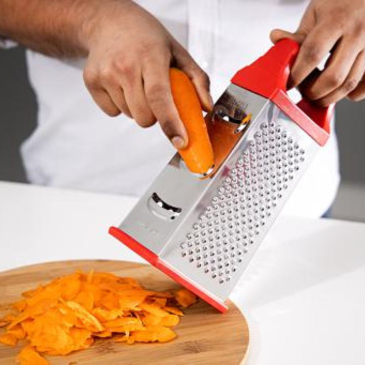 DELCASA Stainless Steel Four-Sided Multi-Function Grater 22.86cm- Perfect for Shredding Potatoes and Other Foods in the Kitchen