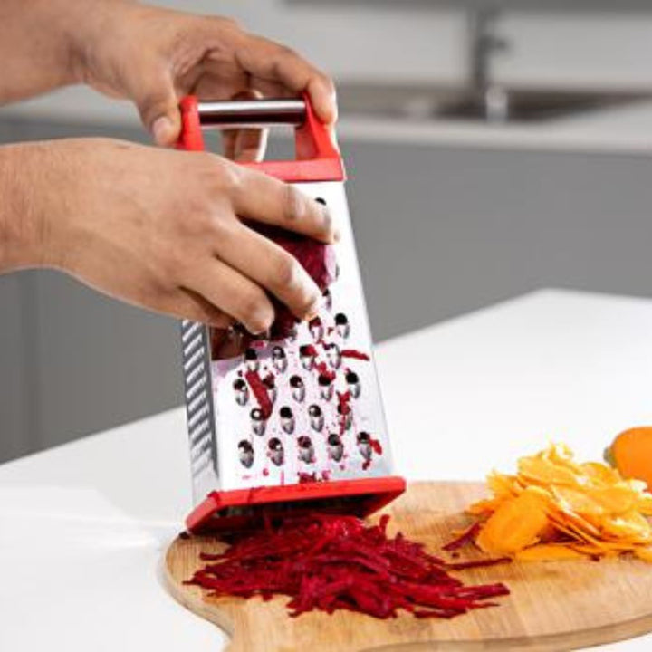 DELCASA Stainless Steel Four-Sided Multi-Function Grater 22.86cm- Perfect for Shredding Potatoes and Other Foods in the Kitchen