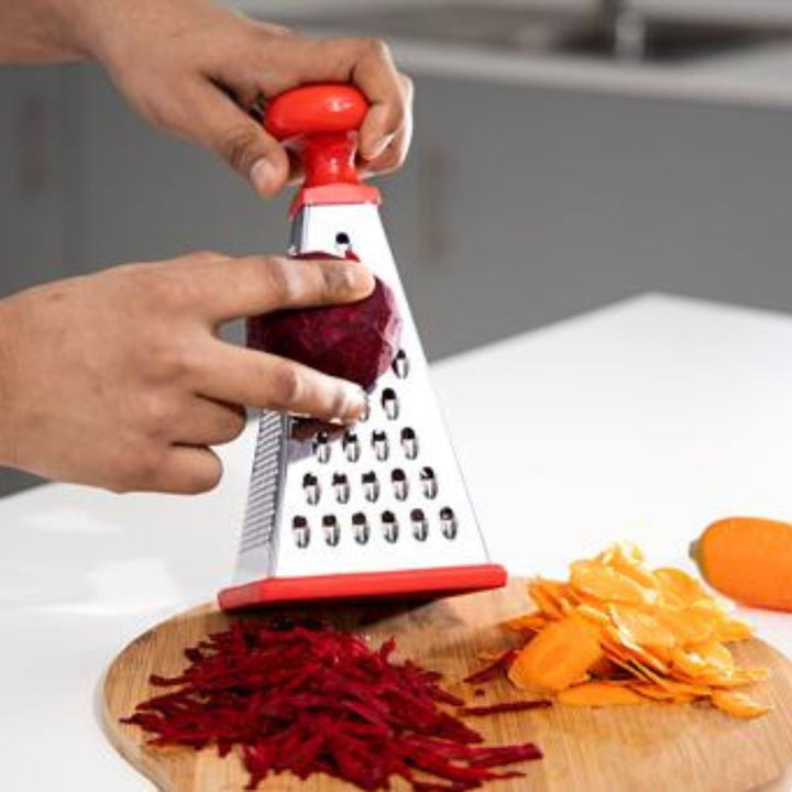 DELCASA Stainless Steel Four-Sided Tower Grater 22.86cm - Multi-Purpose Shredder for Potatoes and More