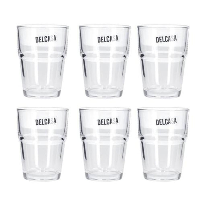 DELCASA 6 Piece Transparent Tumbler Glass Set for Drinking Tea 7oz/200ml - Sleek Design