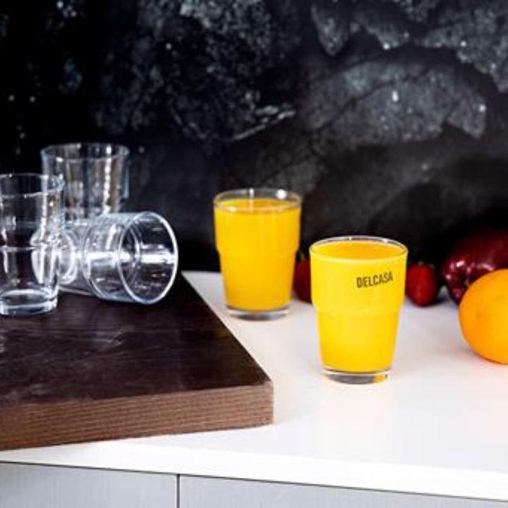 DELCASA 6 Piece Transparent Tumbler Glass Set for Drinking Tea 7oz/200ml - Sleek Design