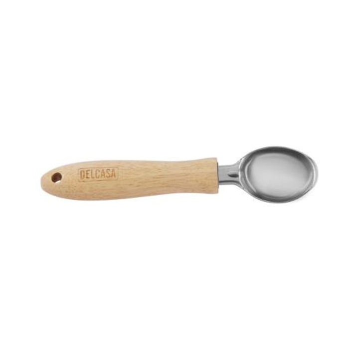 DELCASA Stainless Steel Ice Cream Spoon with Wooden Handle