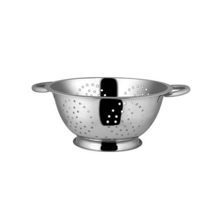 DELCASA Stainless Steel Micro-Perforated Strainer 20cm w/ Riveted Handle & Footed Design for Pasta, Noodles, Vegetables, Spaghetti, & Fruit