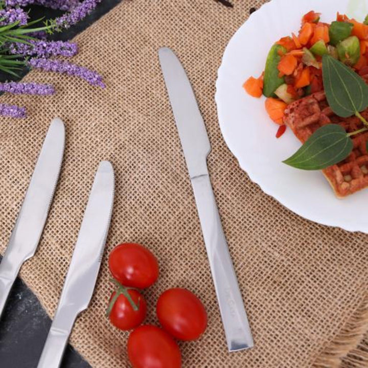 DELCASA "Stainless Steel Table Knife Set (3 Pieces) - Suitable for Home and Kitchen Use, Dishwasher Safe