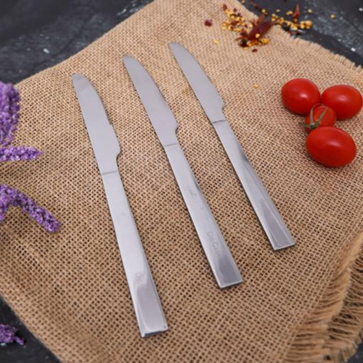 DELCASA "Stainless Steel Table Knife Set (3 Pieces) - Suitable for Home and Kitchen Use, Dishwasher Safe