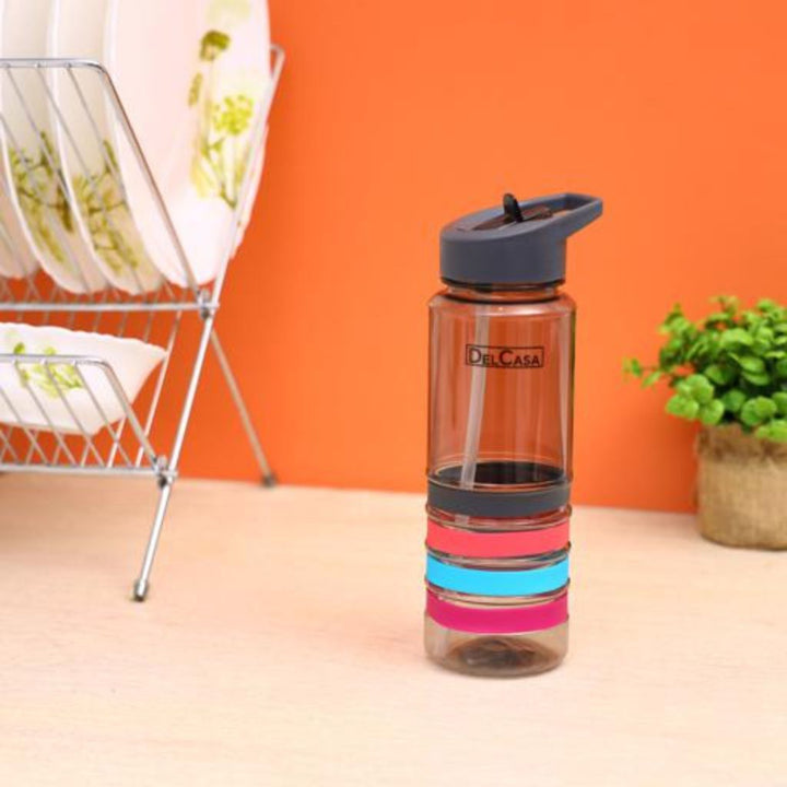 DELCASA Water Bottle with Portable Cap - Safe for Travel and Lead-Free - 0.650L