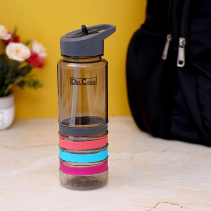 DELCASA Water Bottle with Portable Cap - Safe for Travel and Lead-Free - 0.650L