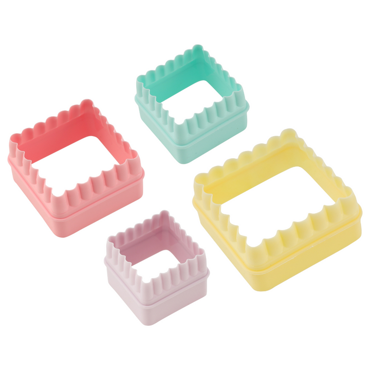 Double Side Square Cookie Cutter, PP Polymer Cutter 4pcs