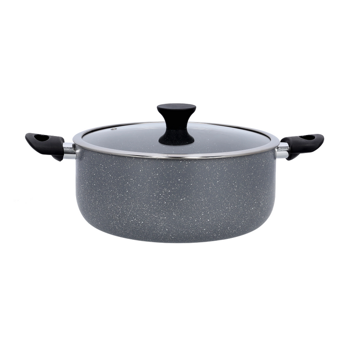 Granite Coated Aluminum Non-Stick Casserole Glass Lid