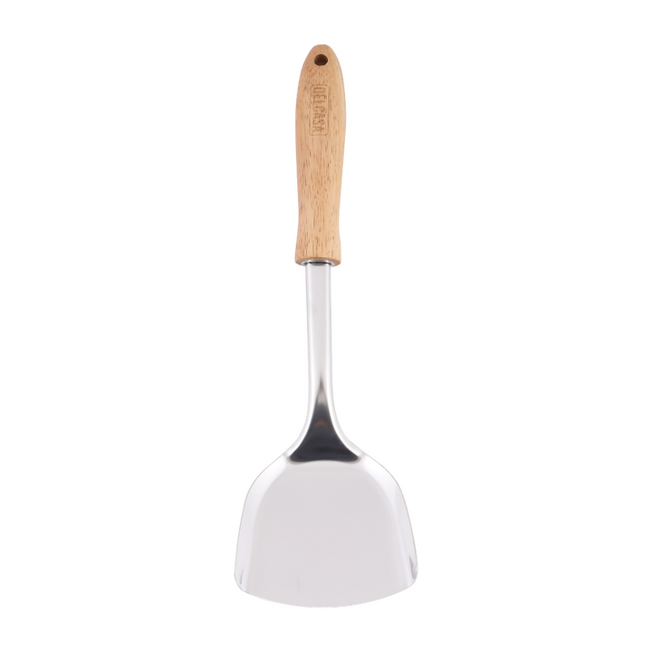 High-Quality Stainless Steel Solid Turner with Wooden Handle