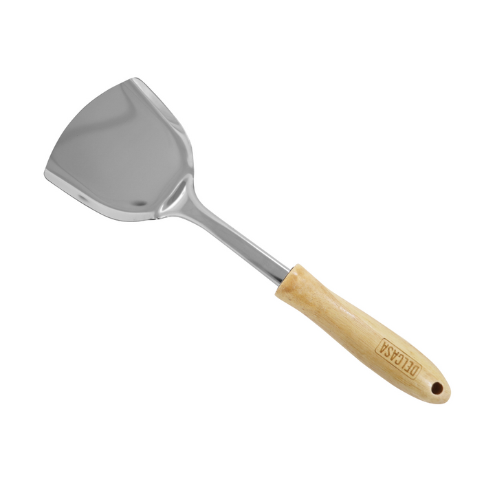 High-Quality Stainless Steel Solid Turner with Wooden Handle