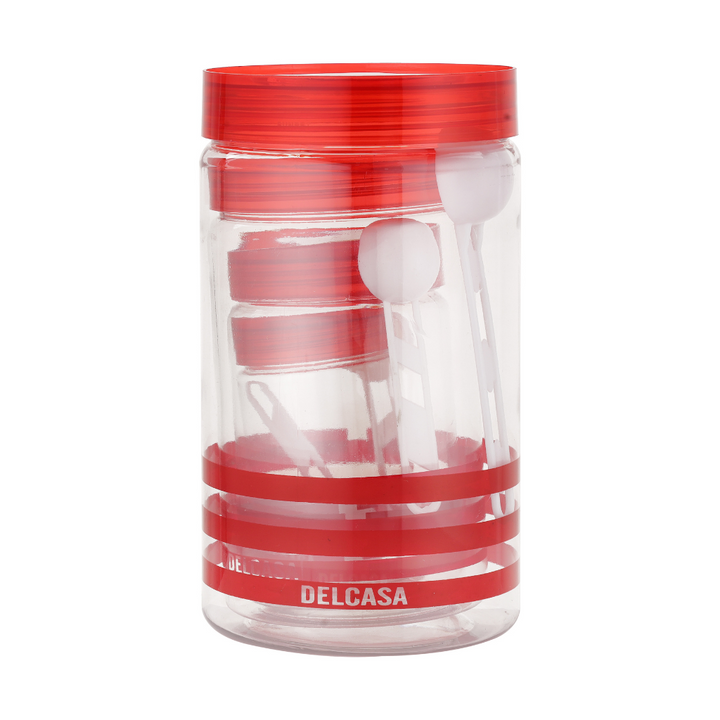 Lightweight Plastic Canister Set Red 4 PCS