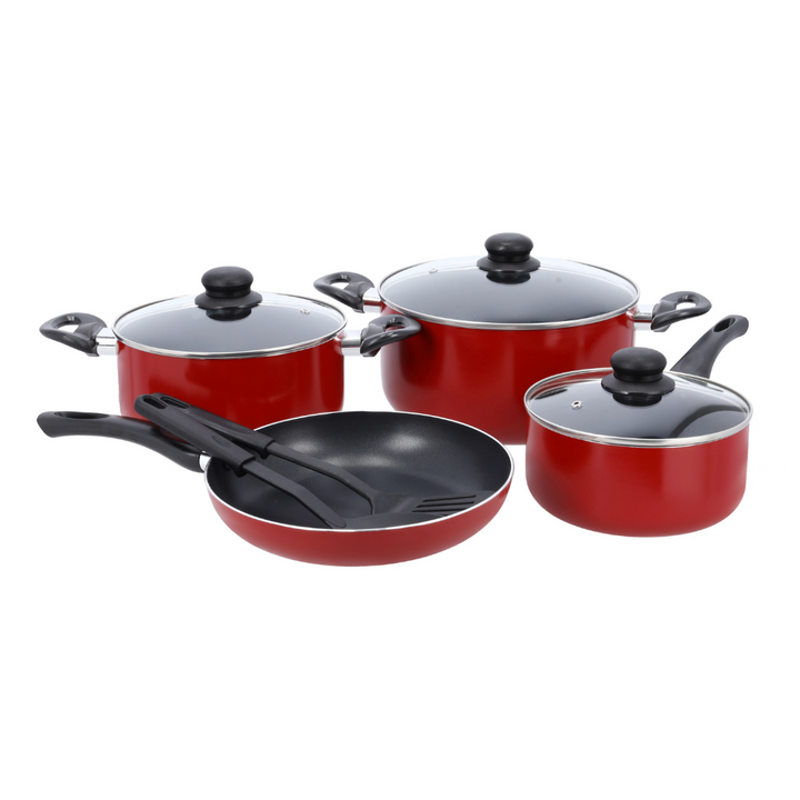 Non-Stick Aluminium Cookware with 3 Layer Durable Construction, Cookware Set of 9pcs