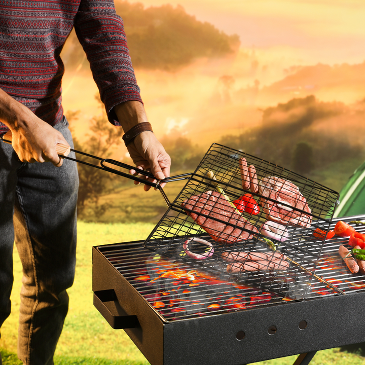 Portable Folding Barbecue Grill Silver 43x30x70 CM