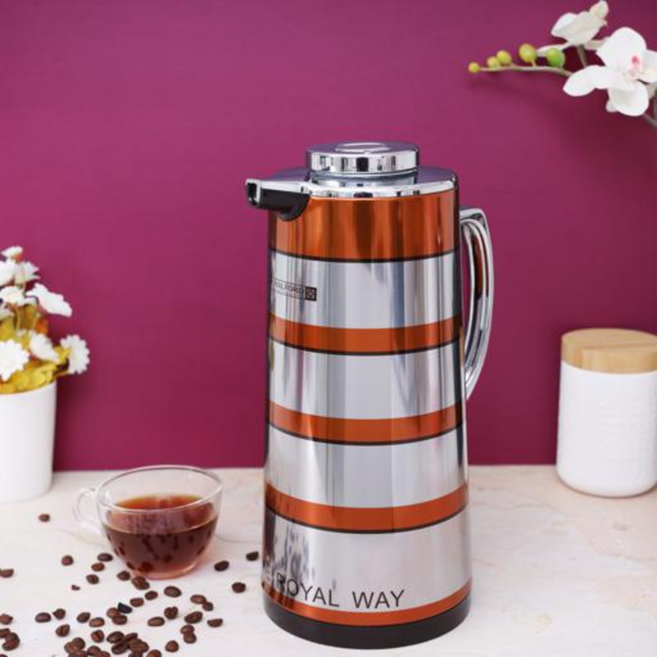 ROYALFORD 1.9L Golden Figured Vacuum Flask - Portable Insulated Thermos Hot/Cold