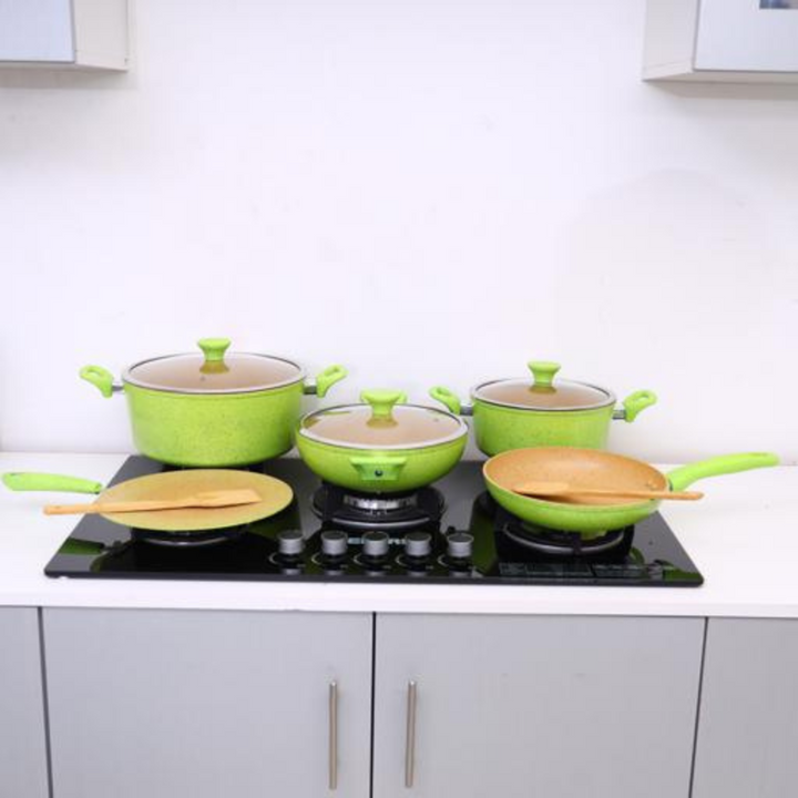ROYALFORD 10pc Forged Alum Cookware Set with 3-Layer Granite Coated Saucepan & Fry Pan with Lid