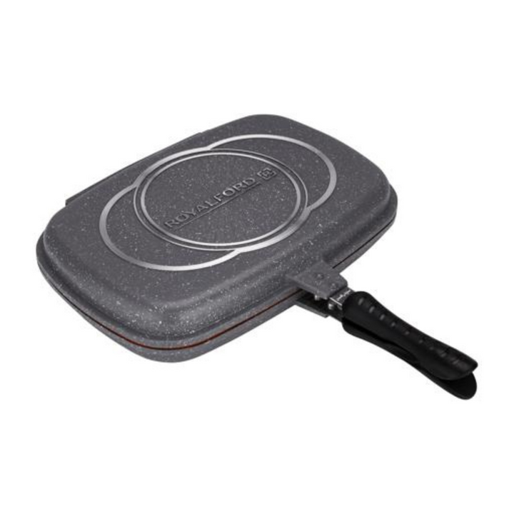 ROYALFORD 36cm Double Sided Non-Stick Grill Pan - Foldable, Flippable Griddle