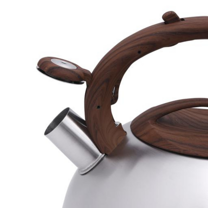 ROYALFORD 3L Whistling Tea Kettle - Portable with Wooden Finish Lid