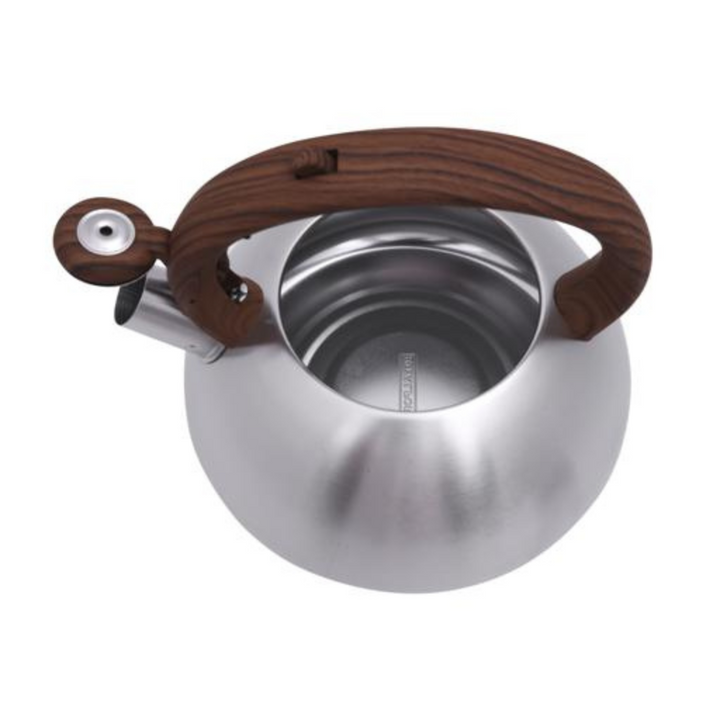 ROYALFORD 3L Whistling Tea Kettle - Portable with Wooden Finish Lid