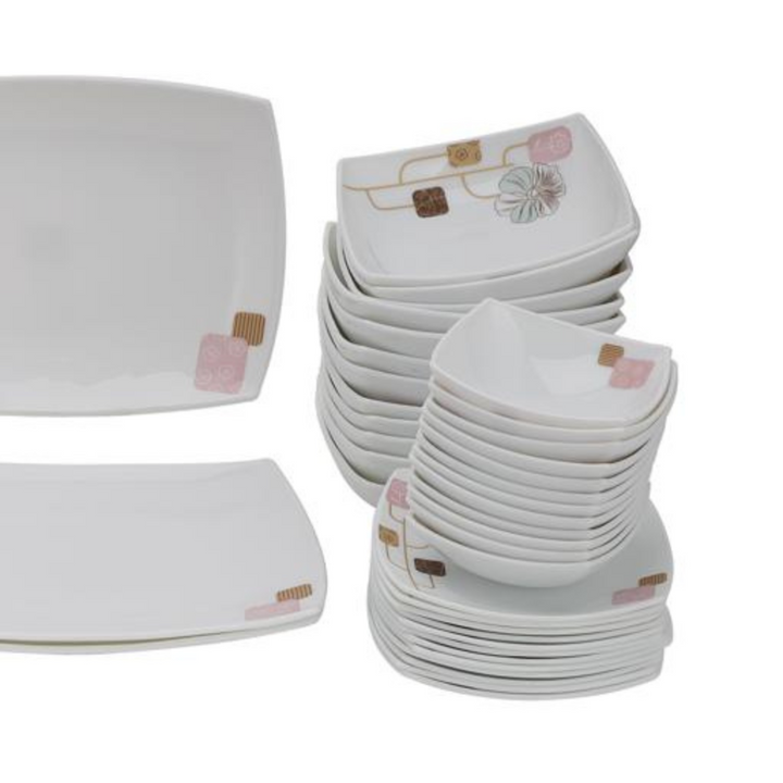 ROYALFORD 71Pcs Opal Ware Dinner Set with Floral Design