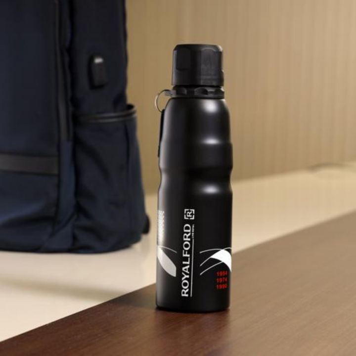 ROYALFORD 750ml Black Stainless Steel Sports Bottle