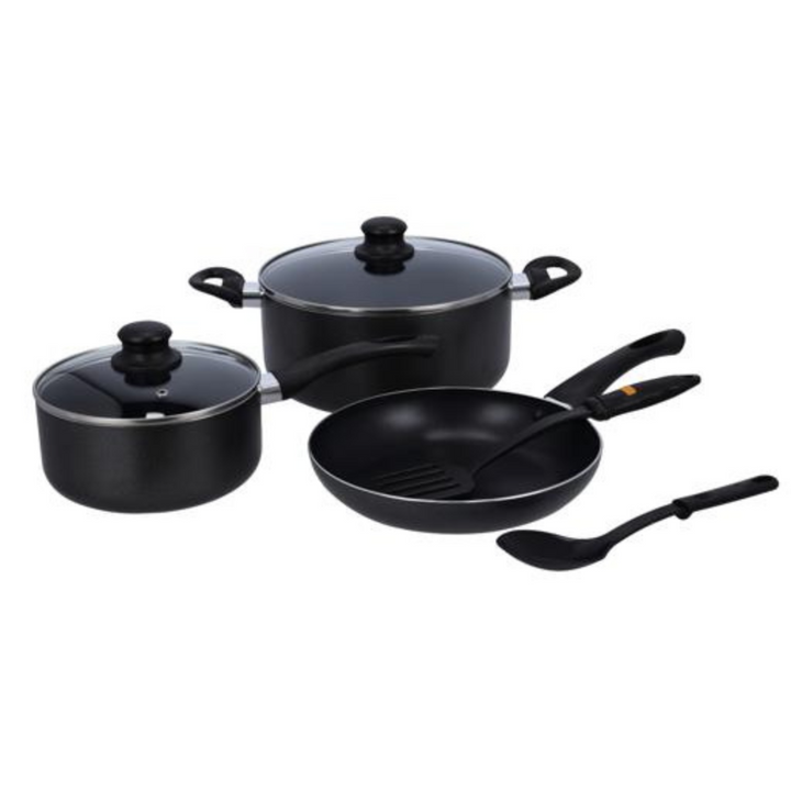 ROYALFORD Aluminium Cookware Set - 7pcs, Non-Stick Coated, SS Framed