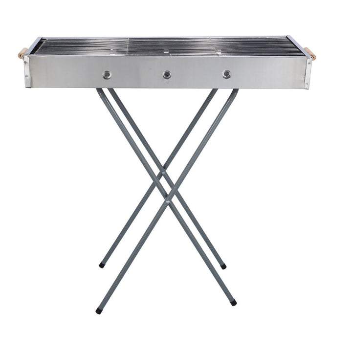 ROYALFORD Foldable Portable Stainless Steel Barbecue Stand with Larger Grilling Area