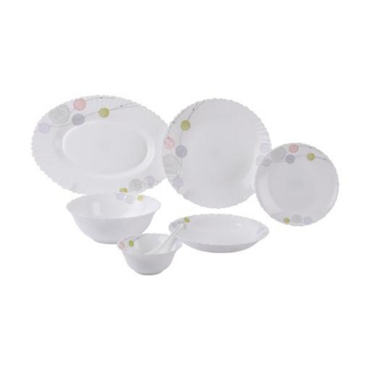 ROYALFORD Opal Ware Dinner Set - 34PC, Floral Plates, Bowls, Spoons