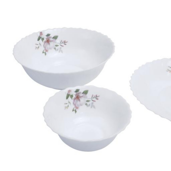 ROYALFORD Opal Ware Dinner Set- 34pc, Floral Plates, Bowls, Spoons