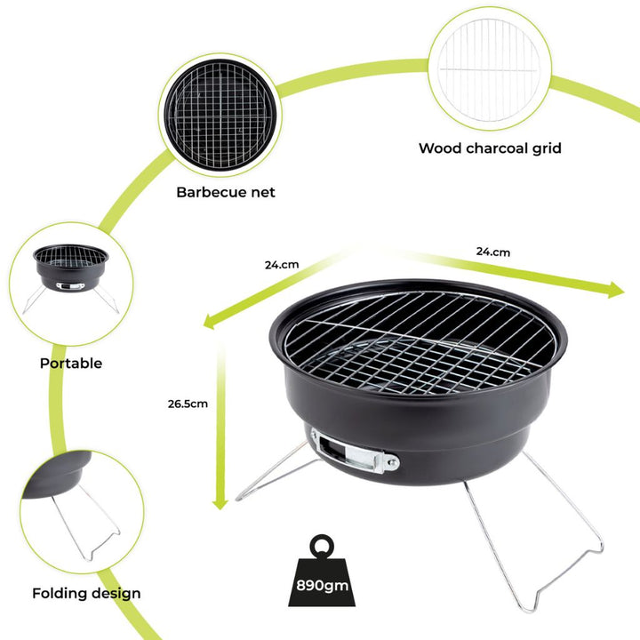 ROYALFORD Round Barbecue Stand with Foldable Grill 26.5x24CM