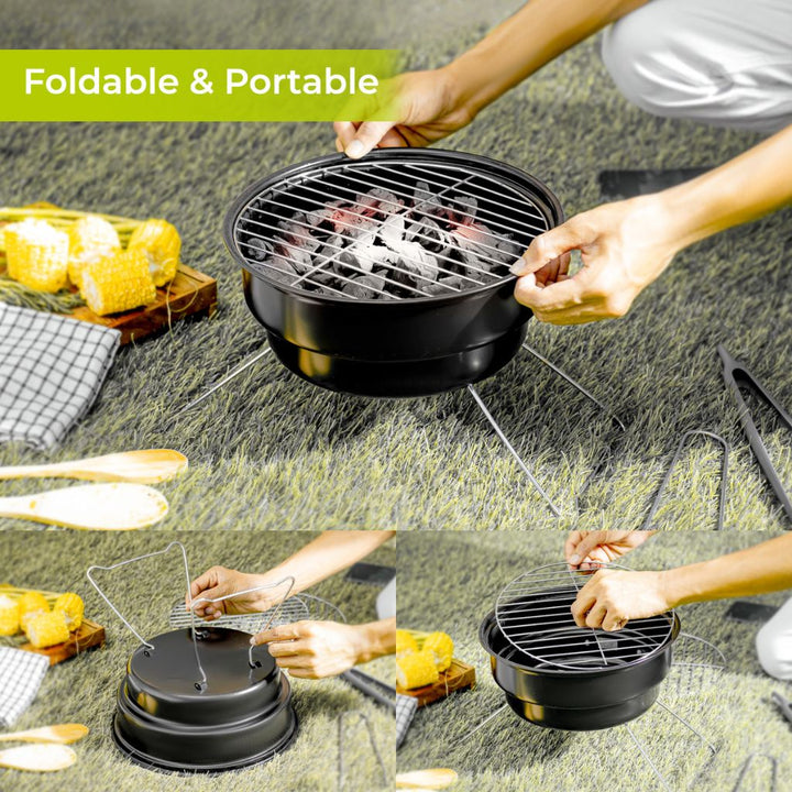 ROYALFORD Round Barbecue Stand with Foldable Grill 26.5x24CM