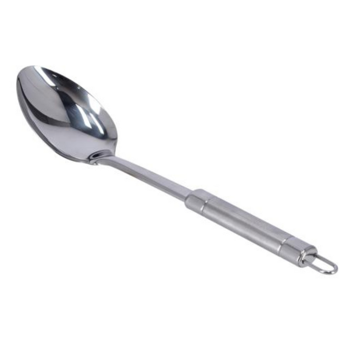 ROYALFORD Stainless Steel Handle Serving Spoon, 6.5x14cm, Comfortable Grip, Hanging Loop, Ideal for Rice, Desserts, Vegetables, Sweets, etc