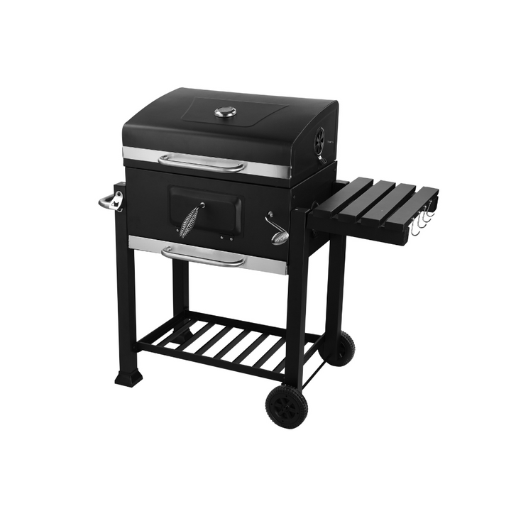 ROYALFORD Wheeled Barbecue Stand with Grill, Iron Construction & Easy Transport