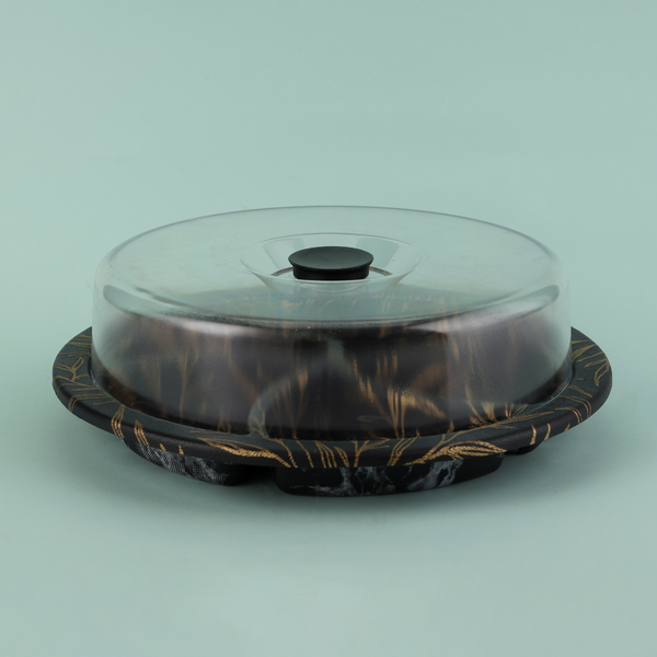 Round Candy Box with Glass Lid 6 compartments