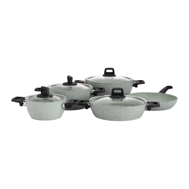 Scoria Granite Coated Cookware Set, Aluminium Pot and Pan