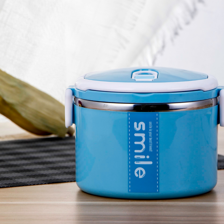 Single Layer Round Lunch Box  Leak-Proof & Airtight Lid Food Storage Container 1000ML