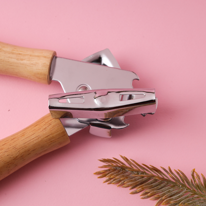 Stainless Steel Can Opener With Wooden Handle