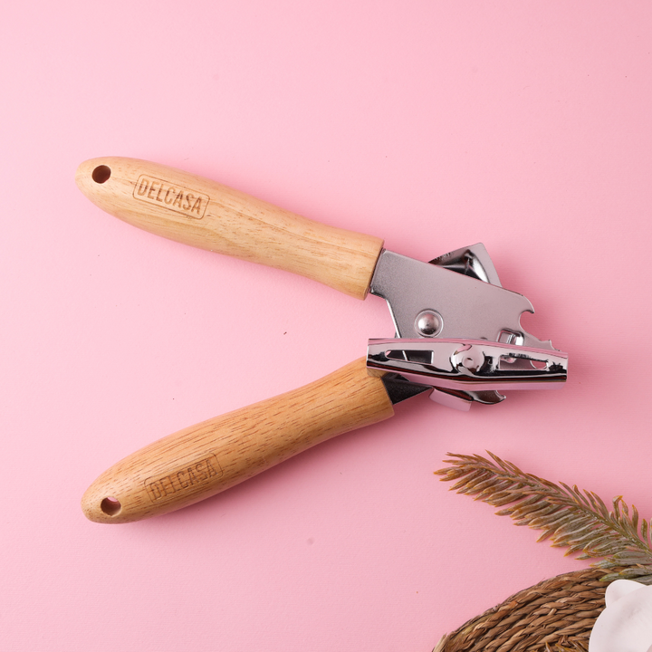 Stainless Steel Can Opener With Wooden Handle